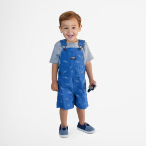 Denim Dungarees With Pattern